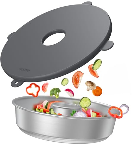 Dehnbare Silikondeckel passend für OMNIA®-Backofen, Frischhalte-Deckel | (ohne Backofen), Topfdeckel, Abdeckung für Omnia Sweden und Pan Maxi, BPA-frei, spülmaschinenfest (dunkelgrau)