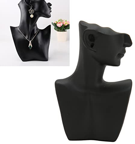 Collana in Resina Display Busto Standard Nero Manichino per Ciondolo Orecchino con Visione Chiara, Ampia Applicazione
