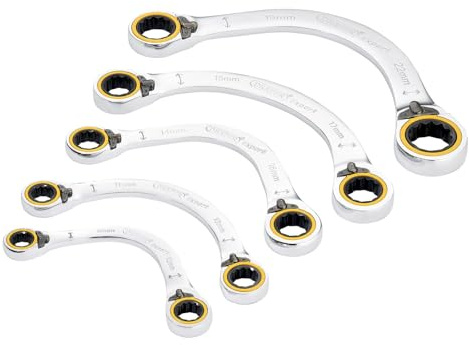 Draper 03941 Expert HI-TORQ Double Ring Ratchet Half Moon Spanner Set (5 Piece)