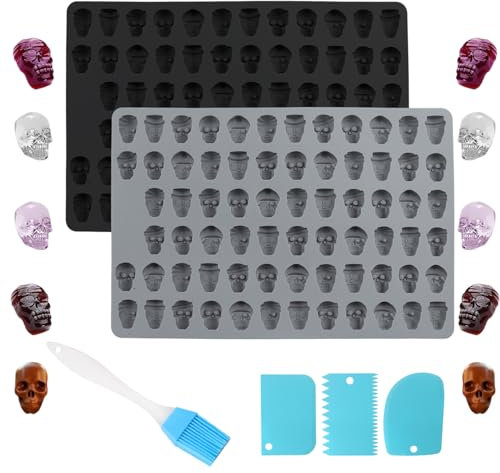2 Stück Totenkopf Silikonform Schädel Silikonform Halloween Backen Silikonform Süßigkeiten Formen Silikon Backmatte Hundekekse Für Selbstgemachte Kekse, Bonbons, Pralinen