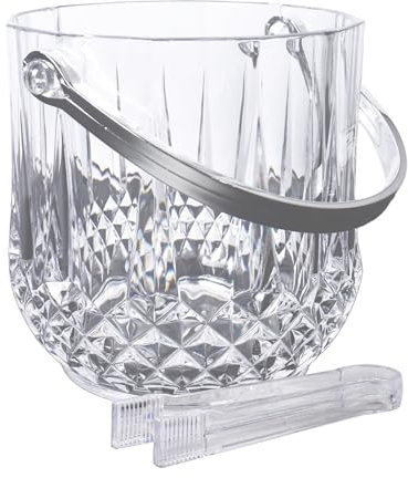 Dmnnlp Seau à glaçons en acrylique de 1,2 l avec pince - Seau à champagne - Pour la maison, le bar, les fêtes - Transparent