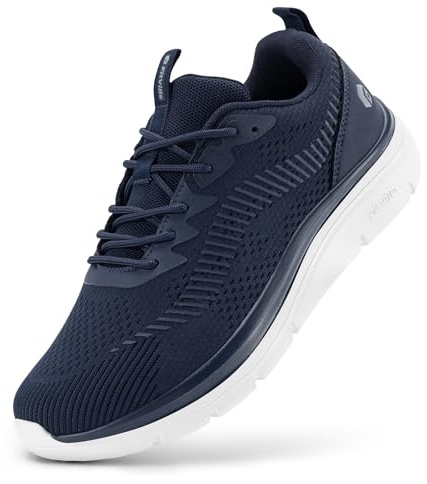 FitVille Mens Wide Fit Running Walking Shoes V20, Blue, 9 Wide