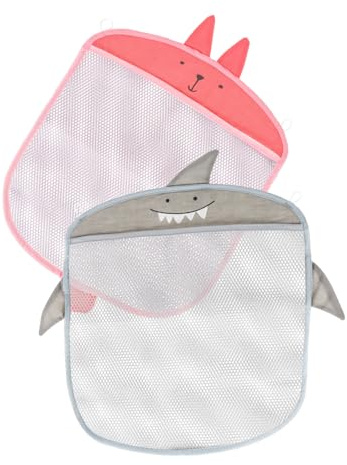 MUSISALY Borsa Portaoggetti Per Bagno in Rete, Porta Giocattoli Ragazzo Ragazza Leggera e Ventilata, Set 2 Pezzi Con Ventosa Per Organizzazione Parete e Uso Multiuso