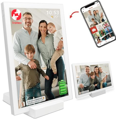 FRAMEO 10.1 Inch WiFi Digital Photo Frame with 5000mAh Battery,1280x800 HD IPS LCD Touch Screen,Auto-Rotate Portrait and Landscape,32GB Storage,Share Moments Instantly via Frameo App from Anywhere