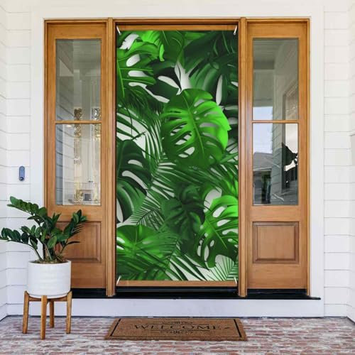 Monstera Bananen-Palmenblätter gedruckt Türbanner Stoff hängende Türabdeckung Hintergrund Poster für Zuhause Haustür Urlaub Party Dekorationen