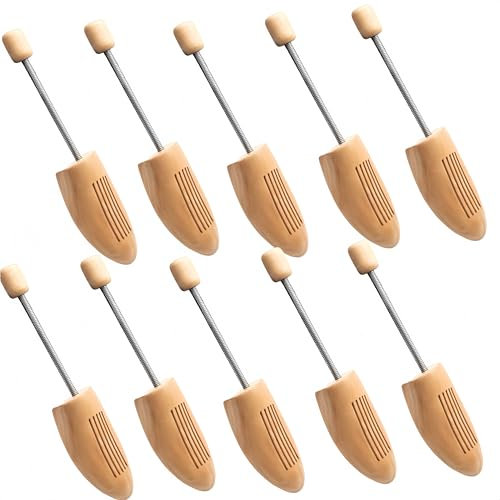 5 Pack Spring Wooden Shoe Tree Shoe Expander Log Shoe Last Stretcher Props Anti-Wrinkle Anti-Deformation Shoe Props Suitable for Leather Shoes Sneakers Canvas Shoes High Heeled Shoes UK6.5-9/EU39-42