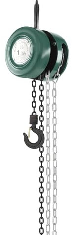 Kettenzug mit 1000/2000 kg Tragkraft und 3 m Kettenlänge, einfaches Lastenheben, Manueller Seilzug mit 360° drehbarer Haken, Kettenflaschenzug Handkettenzug (Grün, 1000kg)