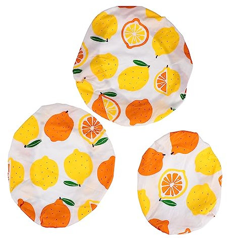 AUTSUPPL Reusable Cotton Food Bowl Covers Set Large, Medium, Small Sizes Elastic Fresh-keeping Cloth for Kitchen Food Preservation, Washable and Breathable Wraps for Household Use (3pcs Lemon Set
