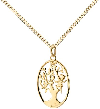 JEVELION Lebensbaum mit Fee-Anhänger 333 Gold Anhänger für Damen. Mit Kette oder ohne Kette wählbar + Schmuck-Etui + Echtheitszertifikat