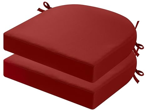 PRIMEPATIO Sitzkissen Outdoor 45x45, 2er Set Wasserdicht mit Bändern | Wasserdichtes Stuhlkissen für Gartenmöbel und Terrassenstühle, Polsterung für Balkon Terrasse und Außenbereich Ziegelrot