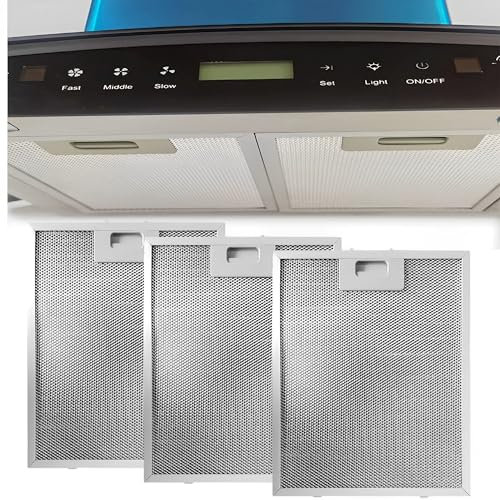 JIAMIAN 3PCS Universalbereich Haubenfilter, Abluftventilator Filter, 5-Schicht Haubenfilter, Metallfettfilter, Aluminium Fettfilter, Dunstabzug Ersatzfilter, Passend Für Küchenhaube 320x260mm