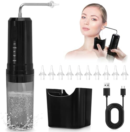 tlidfgeo Ear Wax Removal, Electric Water Powered Ear Cleaner for Adult and Kids, Ear Irrigation Flushing System with 4 Cleaning Modes Packing 10 Replaceable Nozzles, Earwax Removal Kit