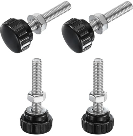 QUARKZMAN 4 Juegos De Perillas Estriadas Con Tuercas Y Arandelas, Rosca Macho Métrica M8 X 45mm, Cabeza De Plástico De 25mm, Pernos De Mano De Acero Inoxidable 304, Perillas De Sujeción