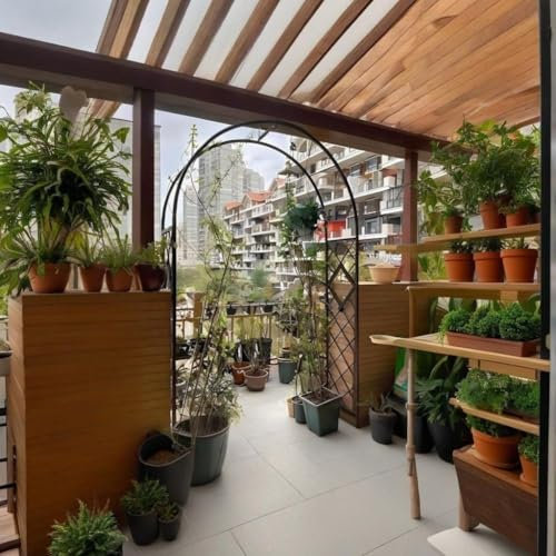 Genérico Arco Enrejado para Rosal Trepador Exterior, Archway para Plantas Trepadoras, Pérgolas Soporte Pesado Resistente a La Intemperie Decoración de Jardín 220/240cm(Black,Height: 240 Width: 340cm)