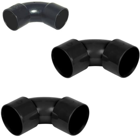 PVC Solvent Weld Waste Pipe Fitting 92.5° Swept Bend, 32mm, Black, Pack of 3
