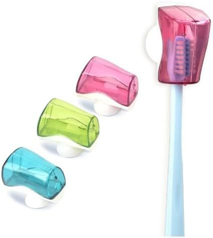 Txuolin 3Pcs Toothbrush Holder Travel Toothbrush Head Covers with Suction Cup Bathroom Wall Mount Rack Dustproof Cap Cover for Bathroom Portable Toothbrush Holder