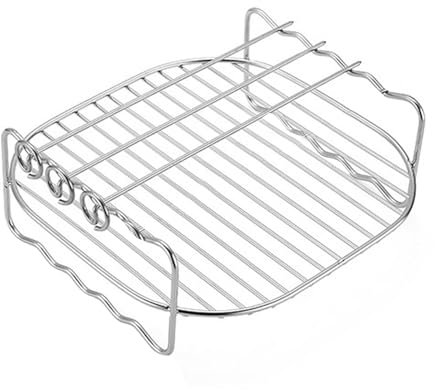 Air Fryer Accesorios con pincho, accesorios para freidora de aire de doble capa con brochetas, soporte de parrilla multiusos con brochetas, 6, 7, 8 pulgadas