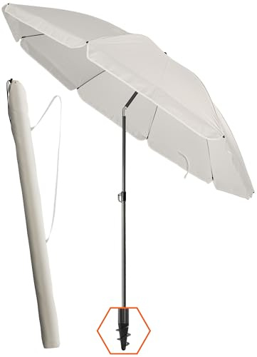 4smile Sonnenschirm Strand SET, Ø 180 cm, Beige | UPF 50+ Sonnenschirm Balkon, inkl. Hülle, Gartenschirm - Strandschirm windfest stabil, Sonnenschutz Strand und Balkon