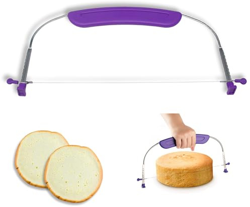 Yoljun Tagliaporta in acciaio inox 32 cm con doppio filo, sega per torte regolabile in altezza per pavimenti uniformi, divisori per torte, utensili da forno e accessori per torte