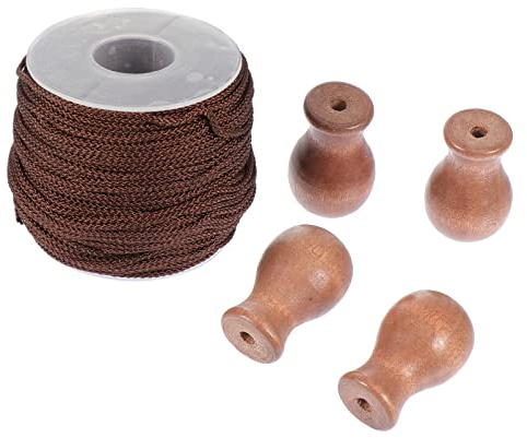EXAOMBLE Cordon pour Stores Décoratifs Tressé 1,8 Mm Marron 50 m en Lot Embrasse en Bois pour Maison Rideaux Accessoires