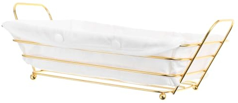 Cestino Rettangolare in Ferro Oro per Pane, Frutta e Snack | Design Elegante e Minimalista, Struttura Multifunzionale, Capienza Ampia, Adatto per Cucina e Bagno