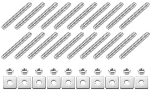 sourcing map 20Pcs Fully Threaded Rod, M6-1.0 Thread Pitch 50mm Length Stainless Steel Right Hand Fully Threaded Studs with Nuts and Washers for Clamps, Hangers and U-Bolts