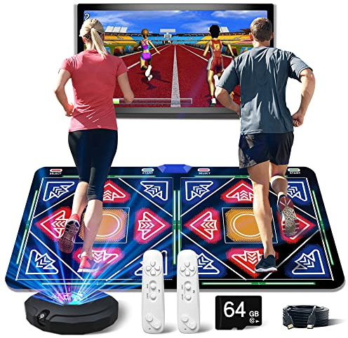 HSAHL Tappeto da Ballo elettronico con Fotocamera, Scheda di Memoria da 64 GB, Include 1030 Giochi, 81 Video Musicali e 700 Canzoni, Un Regalo di Lusso per Ragazzi o Ragazze, Adatto alla Televisione