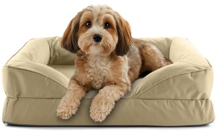 Lumaland orthopädisches Hundebett Outdoor & Indoor | ergonomisches Hundesofa 70x60 cm - ideal für kleine Hunde | Boden rutschfest | Füllung und Bezug waschbar | Hundekörbchen wasserfest