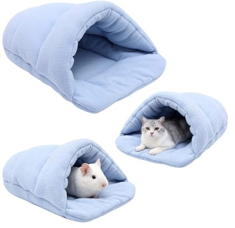 Maison de cochon d'Inde, Litpourhamster, Maison pour hamster, Litpourcochons d'Inde,Petit animal en peluche,Lit pour cochon d'Inde,Pour lapins nains, chinchillas, agames barbus et lézards (bleu ciel)