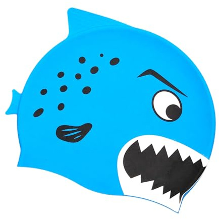 DECORNIJIA Gorro Natación Infantil Cómodo y Resistente con Diseño de Pez Azul Unisex para Piscina Niñas