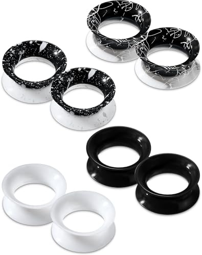 OUFER 8PCS 0g-9/16'' Silicone Tunnels, Stretchers Expander Gauges for Ears, Flexible Silicone Plugs, Double Flared Flesh Ear Piercing Jewelry for Women Men 9/16''