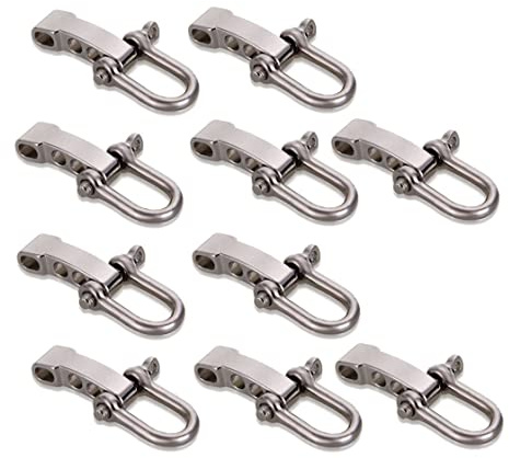 AZIDWERYQ Pulsera de aleación Hebilla en forma de U Pulsera ajustable Grillete Cuerda de supervivencia al aire libre Grillete D 5 mm 10 piezas ajustable