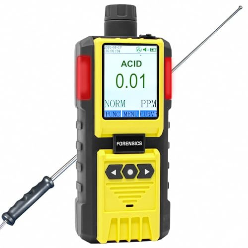 Detector de Gases Ácidos | Certificado de Calibración EU | Recarga USB | 0–10 ppm con Resolución de 0,01 ppm | Bomba Integrada y Sonda de 4 Pies