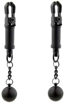 Nipple Clamps with Weights for Women, Stainless Steel Adjustable Nipple Clamp,Non-Piercing Nipple Rings Decorative Clip,Adjustable Body Chain Pendants Decorations (Black-1)