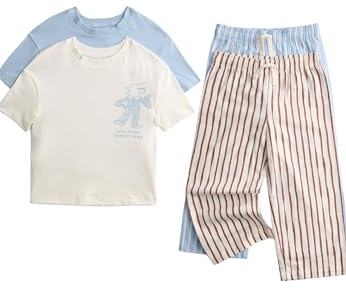 Marks & Spencer Kinder Jungen Baumwolle Schlafanzug Regular | Ärmellänge: Cap-Ärmel, Rundhalsausschnitt, Zum Reinschlüpfen, Leicht