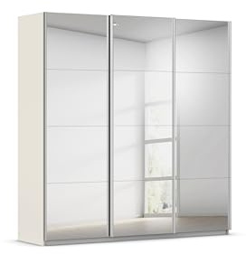 Rauch Möbel KULMBACH, Schwebetürenschrank, Farbe Beige, Breite 203 cm | Kleiderschrank mit Schwebetüren, Schiebetüren, 3-türig, mit Spiegel, Zubehör Basic, Schlafzimmer, Jugendzimmer, Garderobe