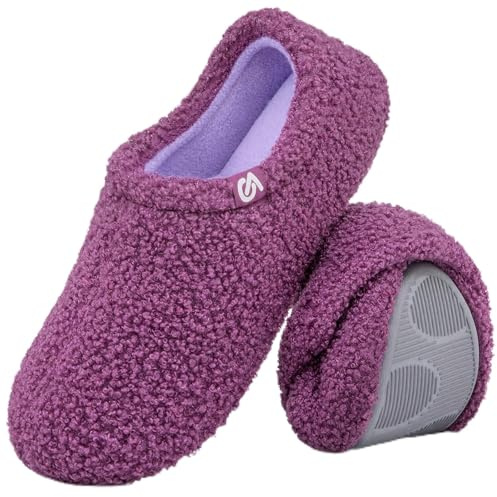 VeraCosy Women's Fuzzy Slippers Warm Comfy Memory Foam Iris Veil, 5-6 UK
