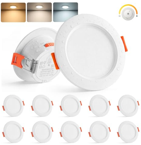 Sanyoung LED Einbaustrahler 230V Dimmbar, 4W Spot 55-68mm Lochmaß, 10er Set | Warmweiß Neutralweiß Kaltweiß Deckenspots, 320LM, Einbauspots Ultra Flach, IP44 Spots Deckenleuchte für Badezimmer Küche