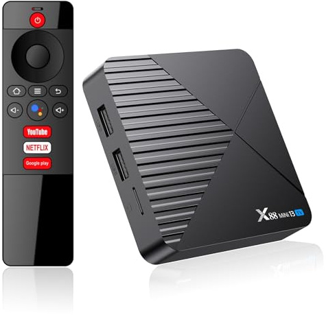 RUPA Android TV Box 13.0, 8K Android Smart TV Box with Voice Remote 2GB RAM 16GB ROM Dual WiFi2.4&5.8 WiFi6 BT5.0 HDR10 Support Video and Audio