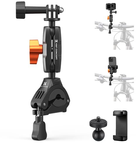 K&F CONCEPT Soporte para Manillar de Bicicleta con Doble Rótula 360°