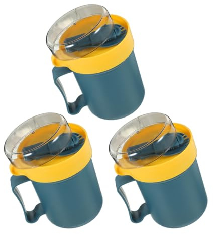 HEALEEP 3pezzi Ciotole per Cibo con Coperchio e Cucchiaio Tazze Termiche per Zuppe e Colazione Contenitori Microwavabili Portatili per Porridge Noodles e Alimenti la Prima Colazione