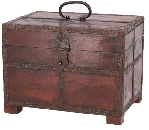 GURU SHOP Kleine Schatztruhe, Holzschachtel, Schmuck Dose - Modell 1, Size:groß (18x24x18 cm)