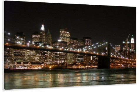 Visario Leinwandbild New York Skyline 120x80 cm 5008 - Wandbild XXL Kunstdruck auf Leinwand mit echtem Holzrahmen - Modernes Bild fertig aufgespannt sofort aufhängbar Wohnzimmer Schlafzimmer Büro