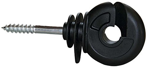 AKO Ringisolator (100 Stück im Eimer, schwarz, mit Einschrauber, mit durchgehender verzinkter Stütze Ø 5,3 mm, breite Drahtauflage, Tierzaun, Zubehör Weidetiere, Tierzubehör) 449314