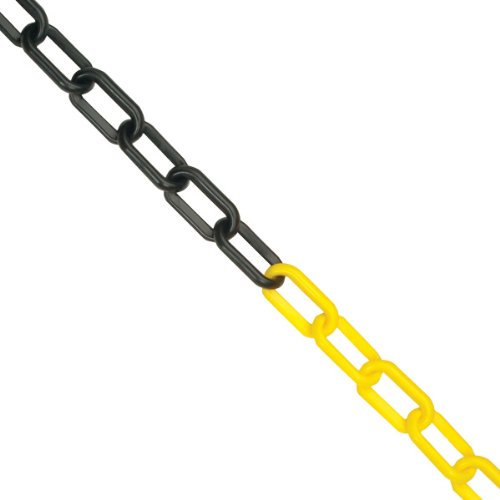 True Products 15m x 6mm Plastic Barrier Chain Link Safety Decorative Garden Fence - Yellow & Black