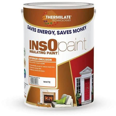 Thermilate InsOpaint Interior Emulsion Brilliant White 5L – Energy-Saving Insulating Wall & Ceiling Paint - Anti-Mould, Anti-Condensation, Low-Odour Acrylic Emulsion for Homes, Kitchens & Bathrooms