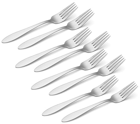 Oneida Taylor Everyday Flatware Dinner Forks, Set of 8, 18/0 Stainless Steel, Silverware Set, 1.5 x 3.75 x 8.6 inches