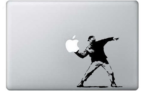 MacBook 13, 15, 17 inch Decal Stickers Sticker Black Banksy Flowers Art for Apple Laptop