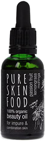 Bio Beauty Öl für unreine Haut und Mischhaut von PURE SKIN FOOD | hilft bei Unreinheiten & Mitessern | für einen verfeinerten, klaren Teint | 100% bio-zertifizierte Inhaltsstoffe & vegan | 30 ml
