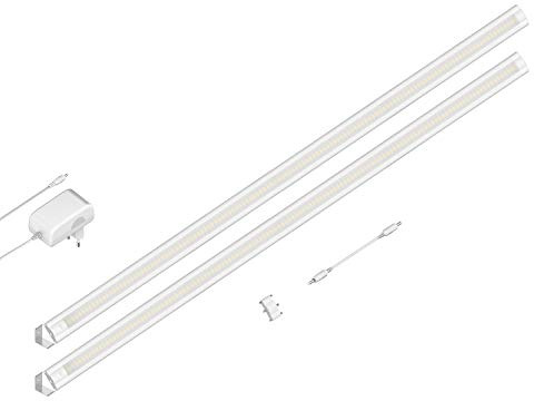 ledscom.de LED Unterbau-Leuchte SIRIS weiß matt, mit Verbinder, Eckmontage, flach, je 90cm, je 1044lm, weiß 2er Set